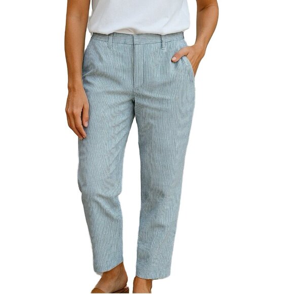 Lands’ End Crop Pants Coastal Blue Stripe 16 - Picture 1 of 8